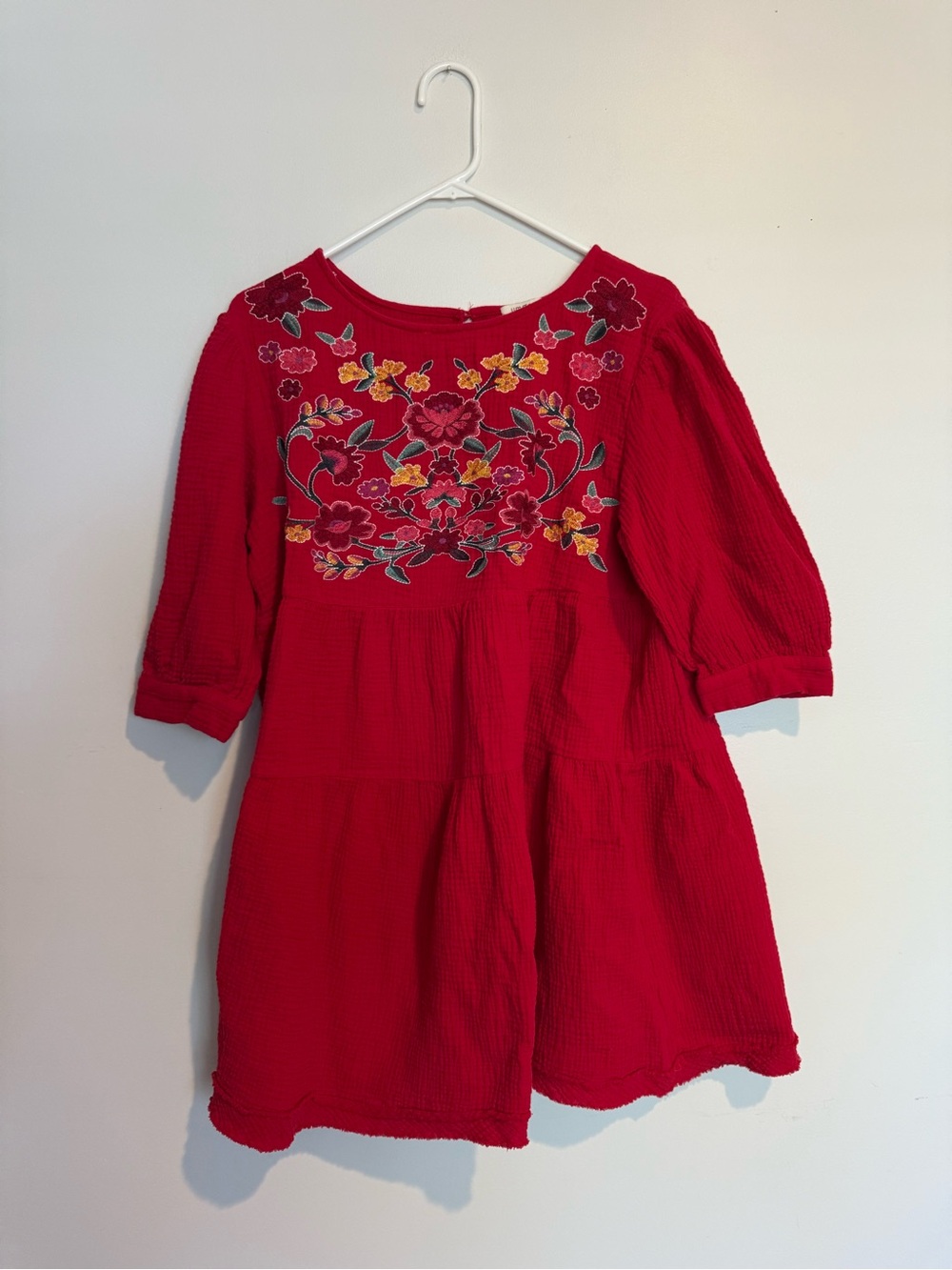 Umgee Red Embroidered Floral Dress